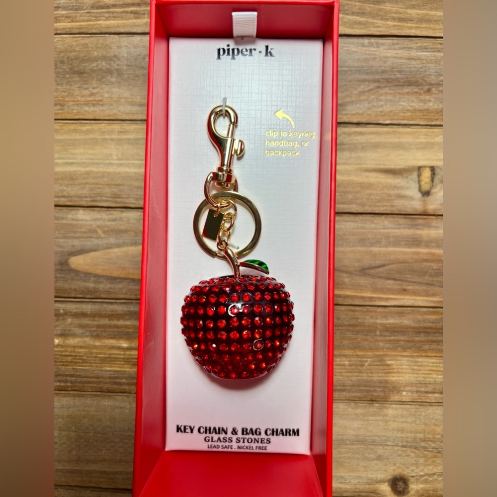 Piper K Red Apple Keychain Bag Charm